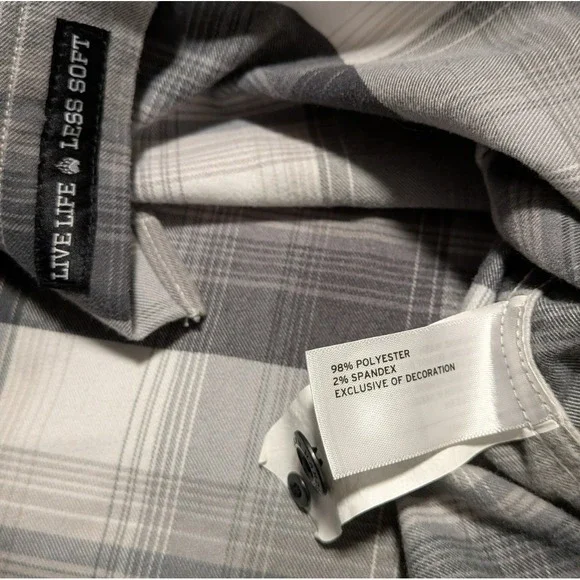 Alaskan Hardgear Men's Black White Gray Plaid Flannel Untucked Shirt Size Medium - Picture 3 of 7